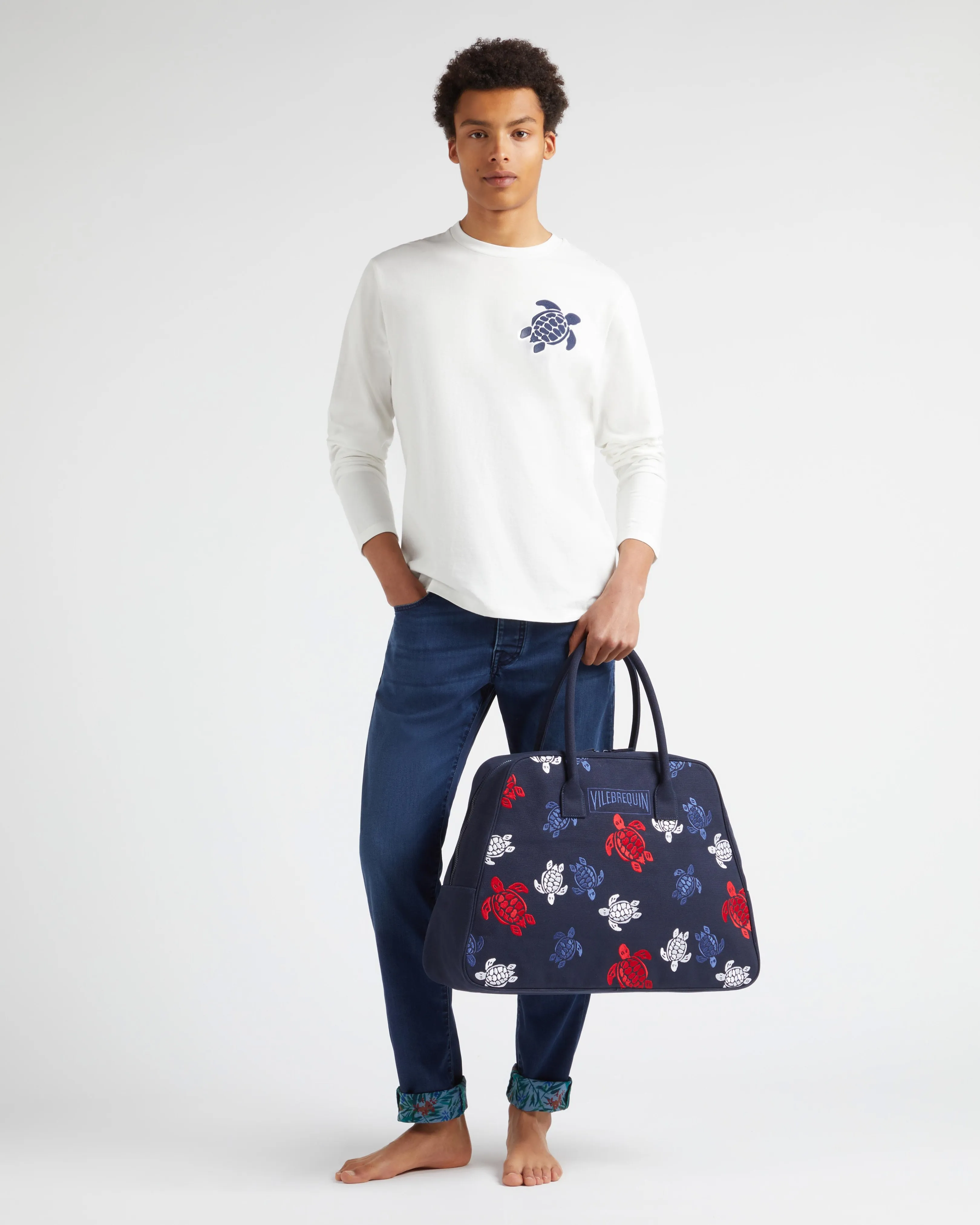 Vilebrequin - Tropical Flowers Denimhose Im 5-taschen-design Für Herren - Jeanshose - Gbetta18 - Blau - Größe 33 – Bild 5