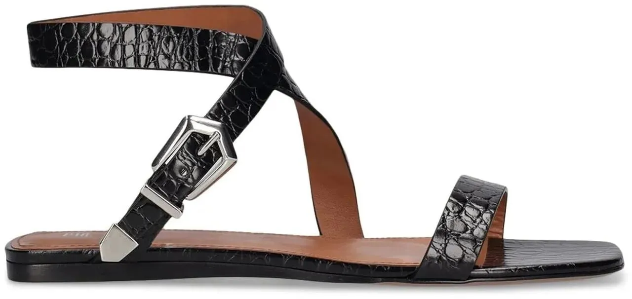 Paris Texas - Paris Texas Lauren Croco Flat Sandals - Größe 40 - black Paris Texas - Paris Texas Lauren Croco Flat Sandals - Größe 40 - black