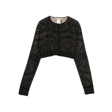 Twin-Set - Cropped Sweater With Black Lace Overlay - Größe S - schwarz Twin-Set - Cropped Sweater With Black Lace Overlay - Größe S - schwarz