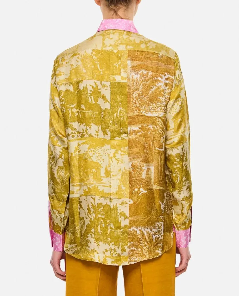 Pierre-Louis Mascia - Yellow/Pink Printed Shirt With Pointed Collar - Größe M - gelb – Bild 3