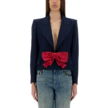 Valentino Garavani - Viscose Jacket With Structured Bow Detail - Größe 42 - blau Valentino Garavani - Viscose Jacket With Structured Bow Detail - Größe 42 - blau