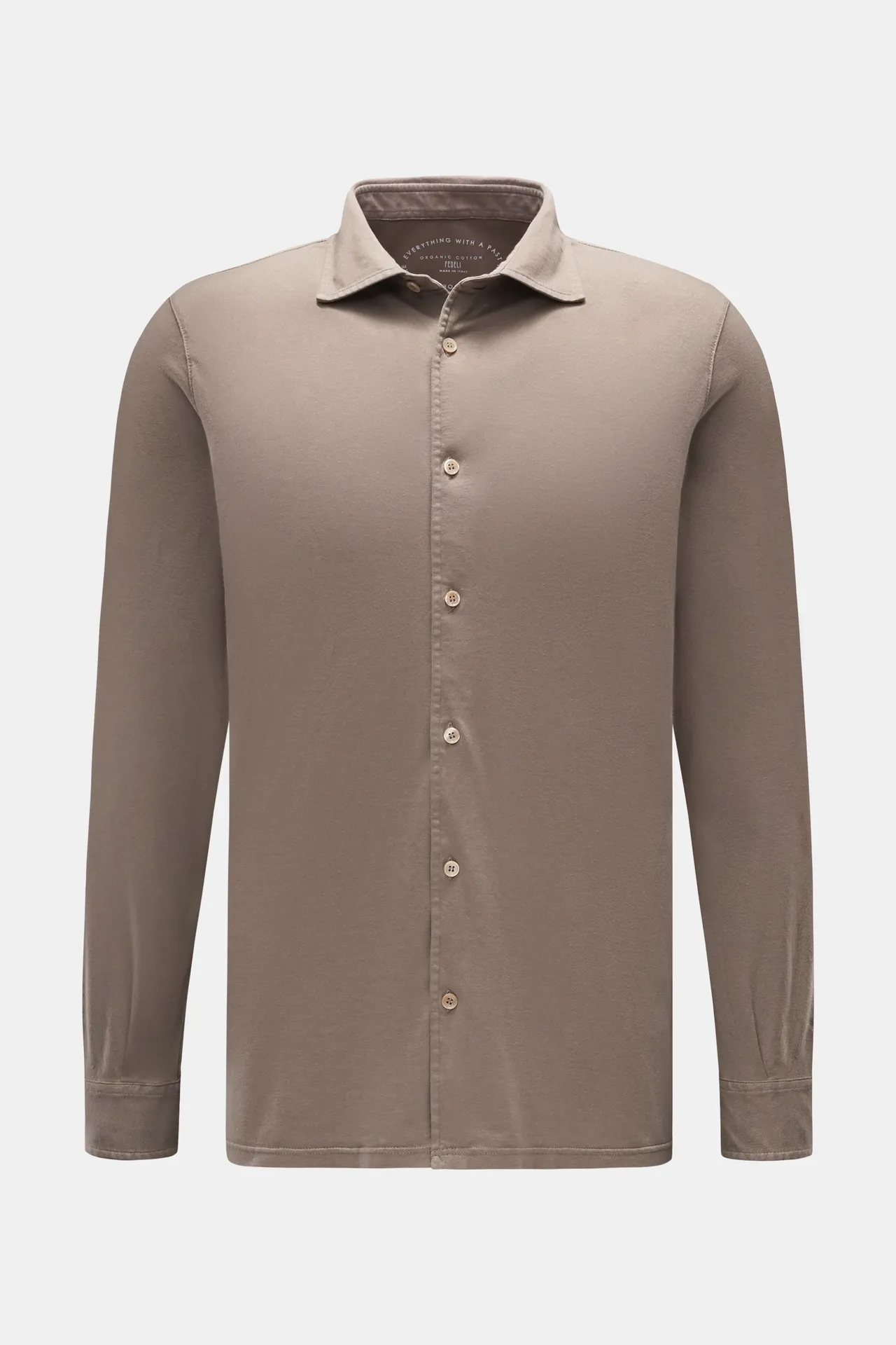 Fedeli - Herren - Jersey-Hemd %27Jason%27 Haifisch-Kragen taupe Fedeli - Herren - Jersey-Hemd %27Jason%27 Haifisch-Kragen taupe