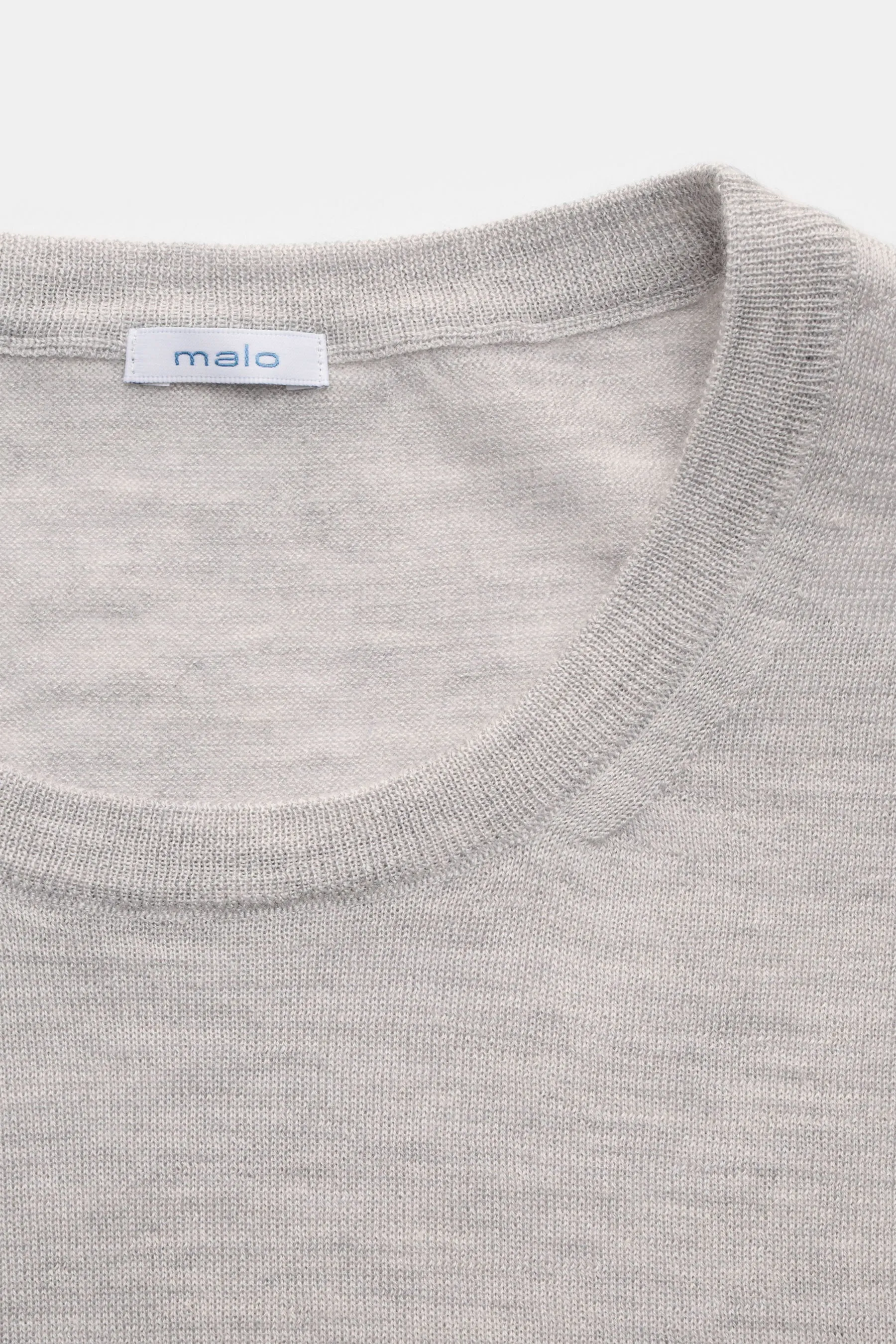 Malo - Herren - Cashmere Rundhalspullover hellgrau meliert – Bild 2