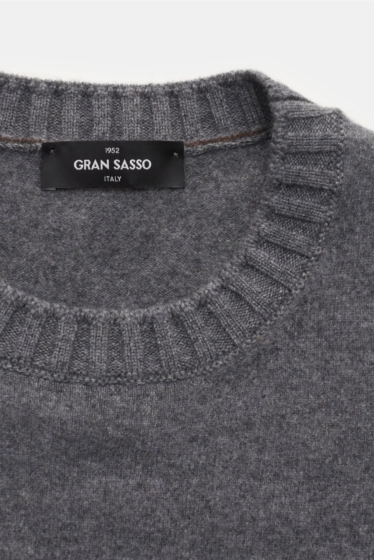 Gran Sasso - Herren - Cashmere Rundhalspullover dunkelgrau meliert – Bild 2