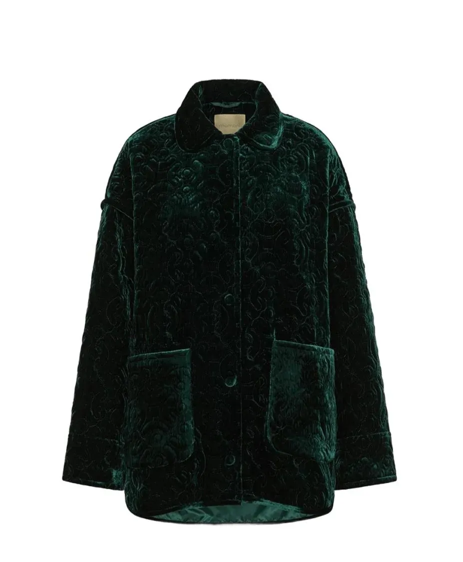 Momonì - Embossed Floral Velvet Green Coat With Relaxed Fit - Größe 40 - grün Momonì - Embossed Floral Velvet Green Coat With Relaxed Fit - Größe 40 - grün