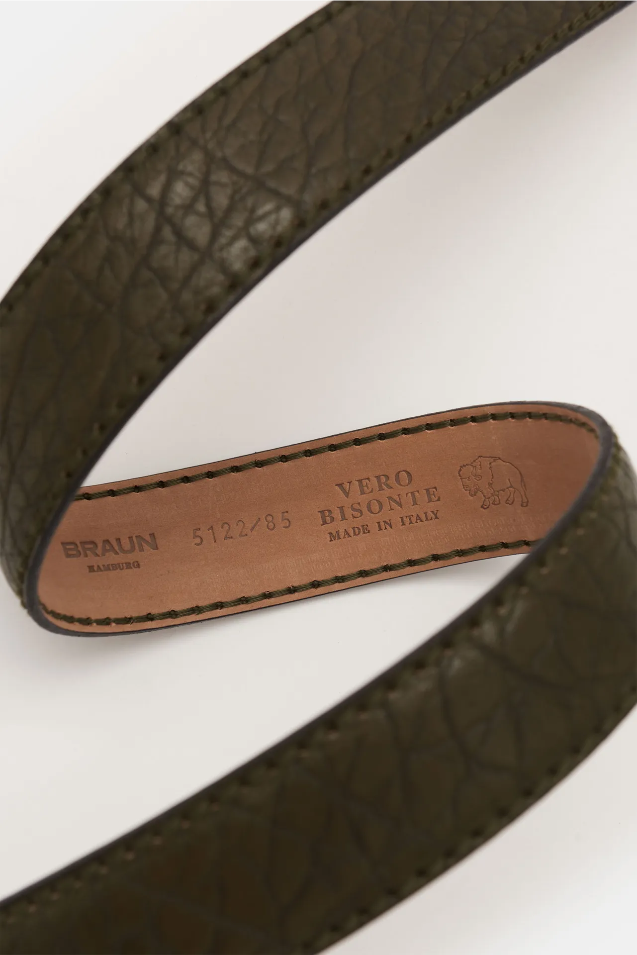 Fausto Colato - Herren - Gürtel Bisonleder dunkelgrün – Bild 3