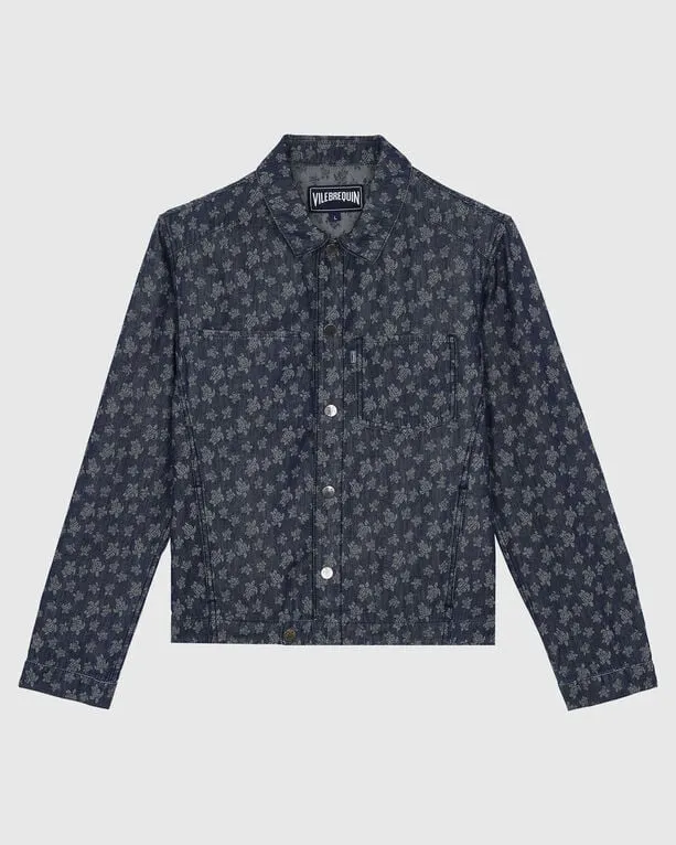 Vilebrequin - Ronde Des Tortues Jacquard Jacke Aus Leichtem Denim Für Herren - Jacke - Leoube - Blau - Größe XL Vilebrequin - Ronde Des Tortues Jacquard Jacke Aus Leichtem Denim Für Herren - Jacke - Leoube - Blau - Größe XL