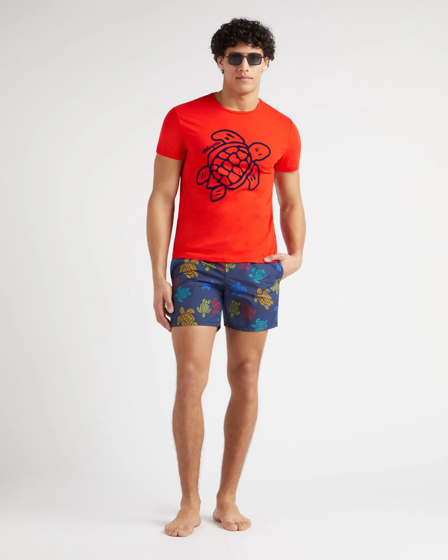 Vilebrequin - Ronde Des Tortues Tricot Badeshorts Für Herren – Vilebrequin X Falke - Bademode - Moorea - Blau - Größe XXL – Bild 5