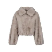Valentini 1972 - Eco-Friendly Faux Fur Cropped Bomber Jacket - Größe 40 - grau Valentini 1972 - Eco-Friendly Faux Fur Cropped Bomber Jacket - Größe 40 - grau