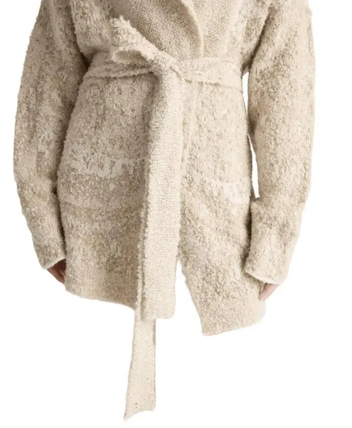 Momonì - Textured Knitwear Cardigan With Shawl Collar - Größe XS - beige – Bild 2