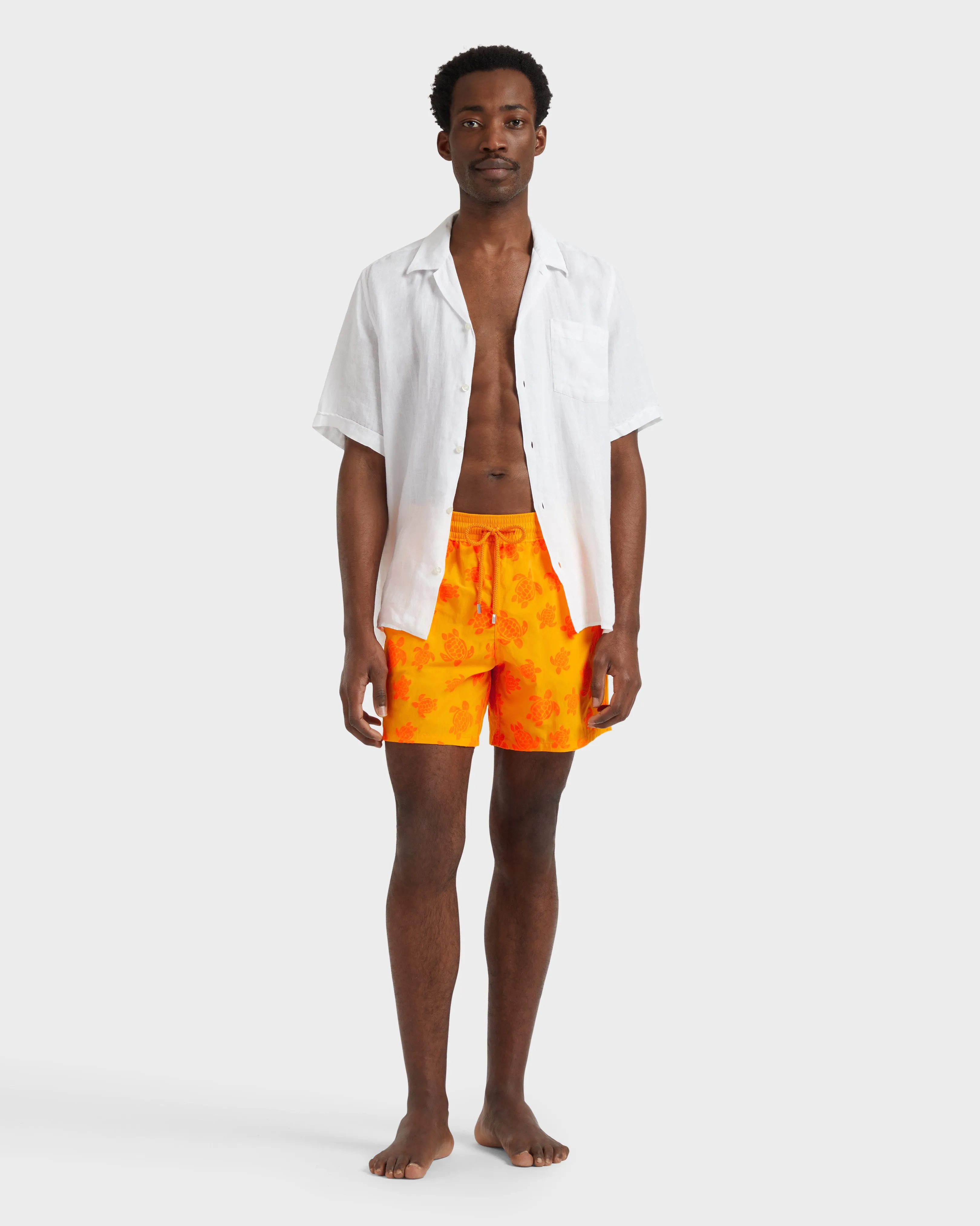 Vilebrequin - Beflockte Ronde Des Tortues Badeshorts Für Herren - Bademode - Moorea - Orange - Größe M – Bild 5