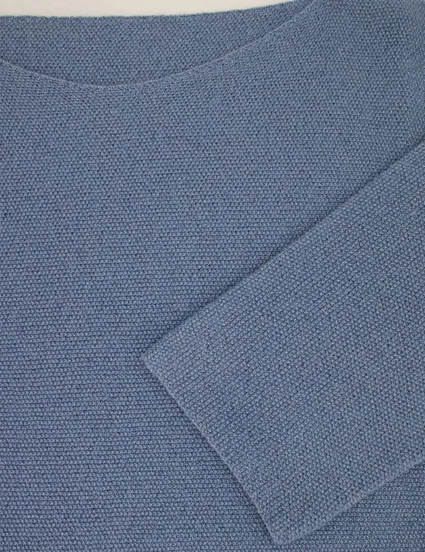 Le Tricot Perugia - Relaxed Boat-Neck Jumper With Detailing - Größe S - blau – Bild 3