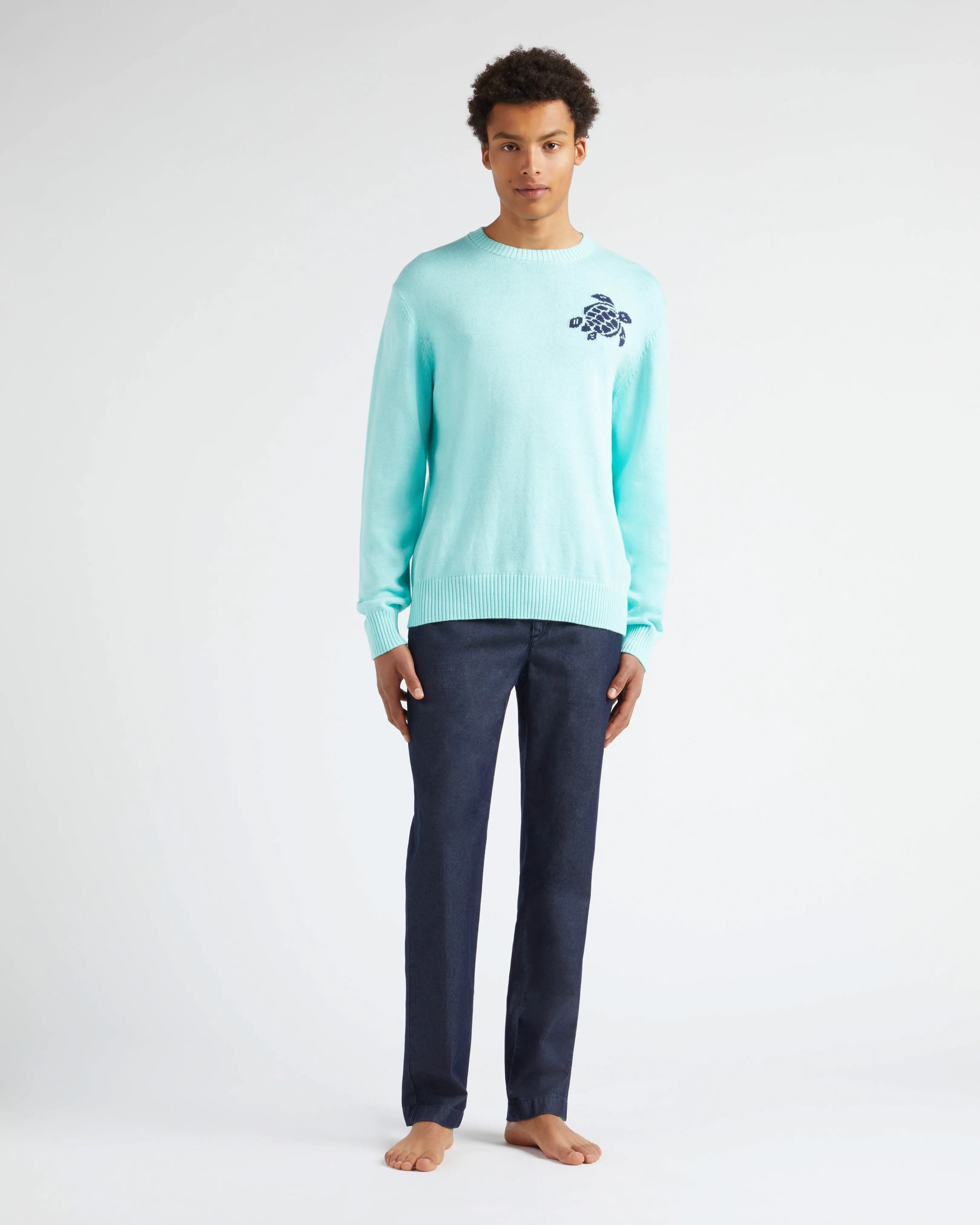 Vilebrequin - Turtle Rundhalspullover Aus Baumwolle Und Kaschmir Für Herren - Pullover - Rayol - Blau - Größe XXL – Bild 3