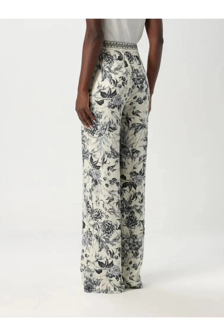 Simona Corsellini - Wide-Leg Trousers With Floral Print - Größe 42 - grau – Bild 4
