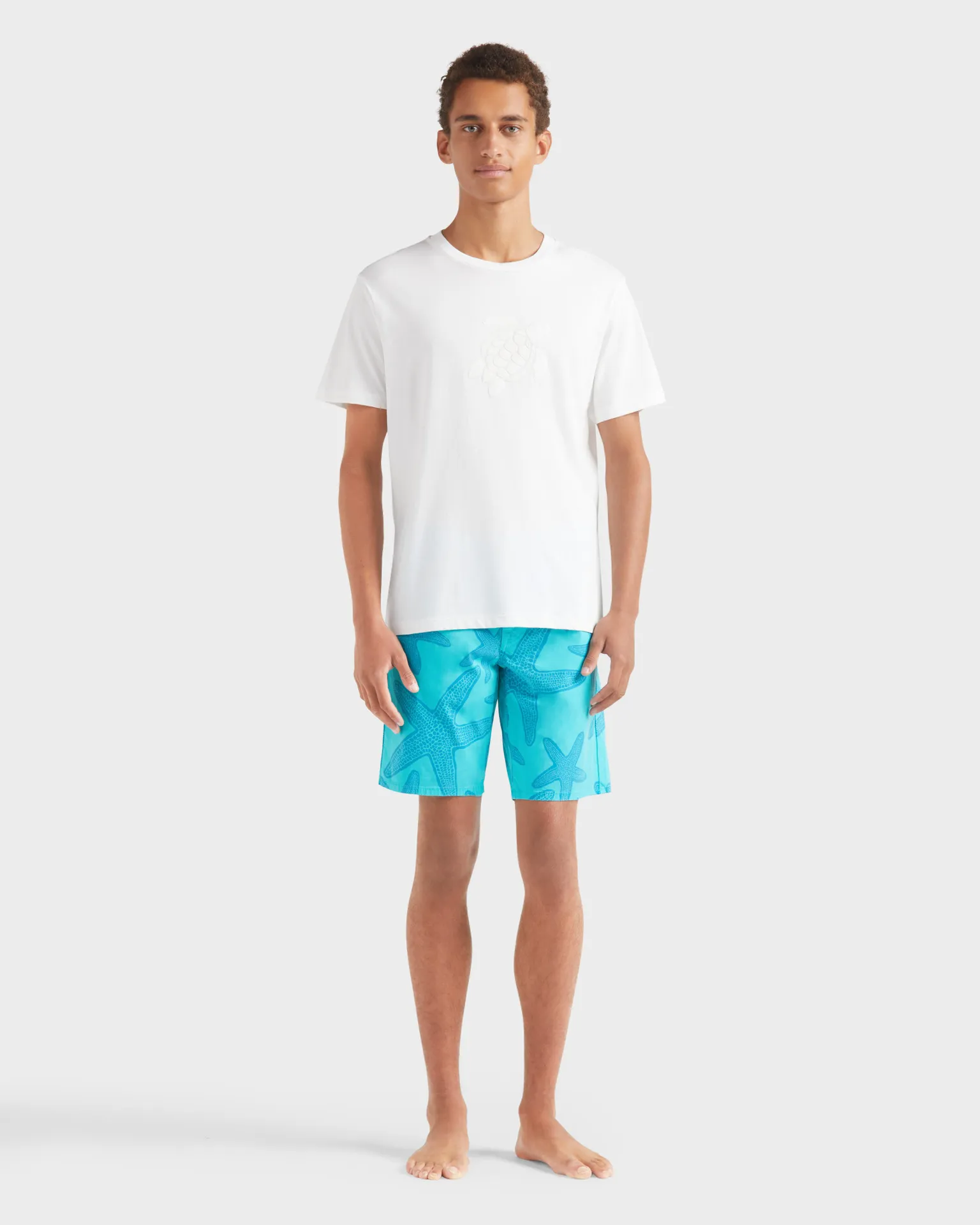 Vilebrequin - T-shirt Aus Baumwolle Mit Farblich Passender Schildkrötenstickerei Für Herren - T-shirt - Portisol - Weiss - Größe XL – Bild 3