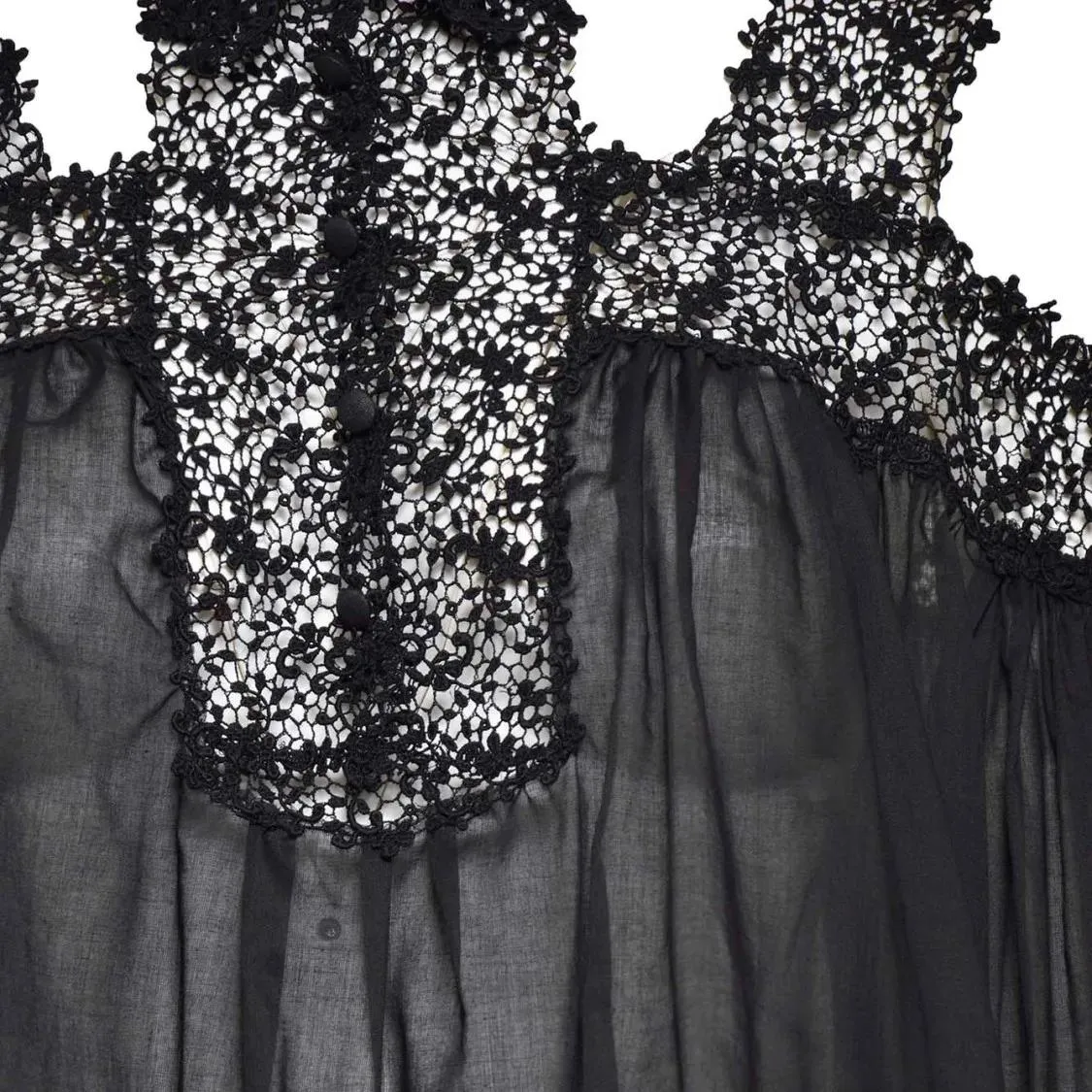 Ermanno Scervino - Black Silk Blouse With Floral Lace Inserts - Größe 42 - schwarz – Bild 2