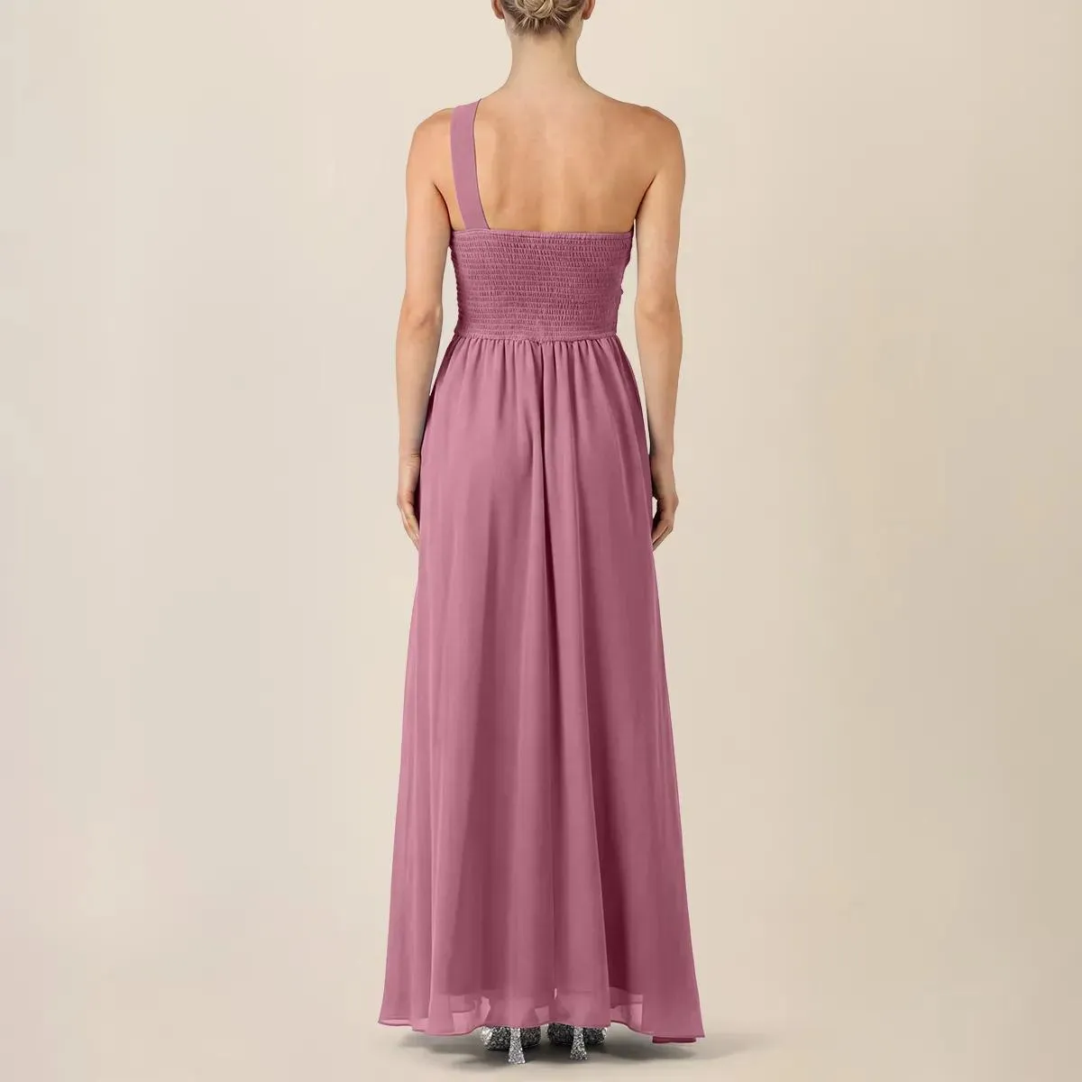 Apart - One-Shoulder Chiffonkleid - Größe 44 - rosa – Bild 2