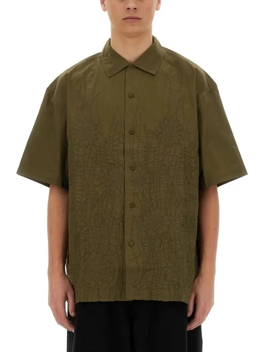 YMC - Green Textured Cotton "Ciders" Shirt - Größe S - grün YMC - Green Textured Cotton "Ciders" Shirt - Größe S - grün