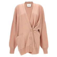 NUDE - V-Neck Oversize Wool Cardigan With Asymmetrical Fa - Größe 38 - pink NUDE - V-Neck Oversize Wool Cardigan With Asymmetrical Fa - Größe 38 - pink