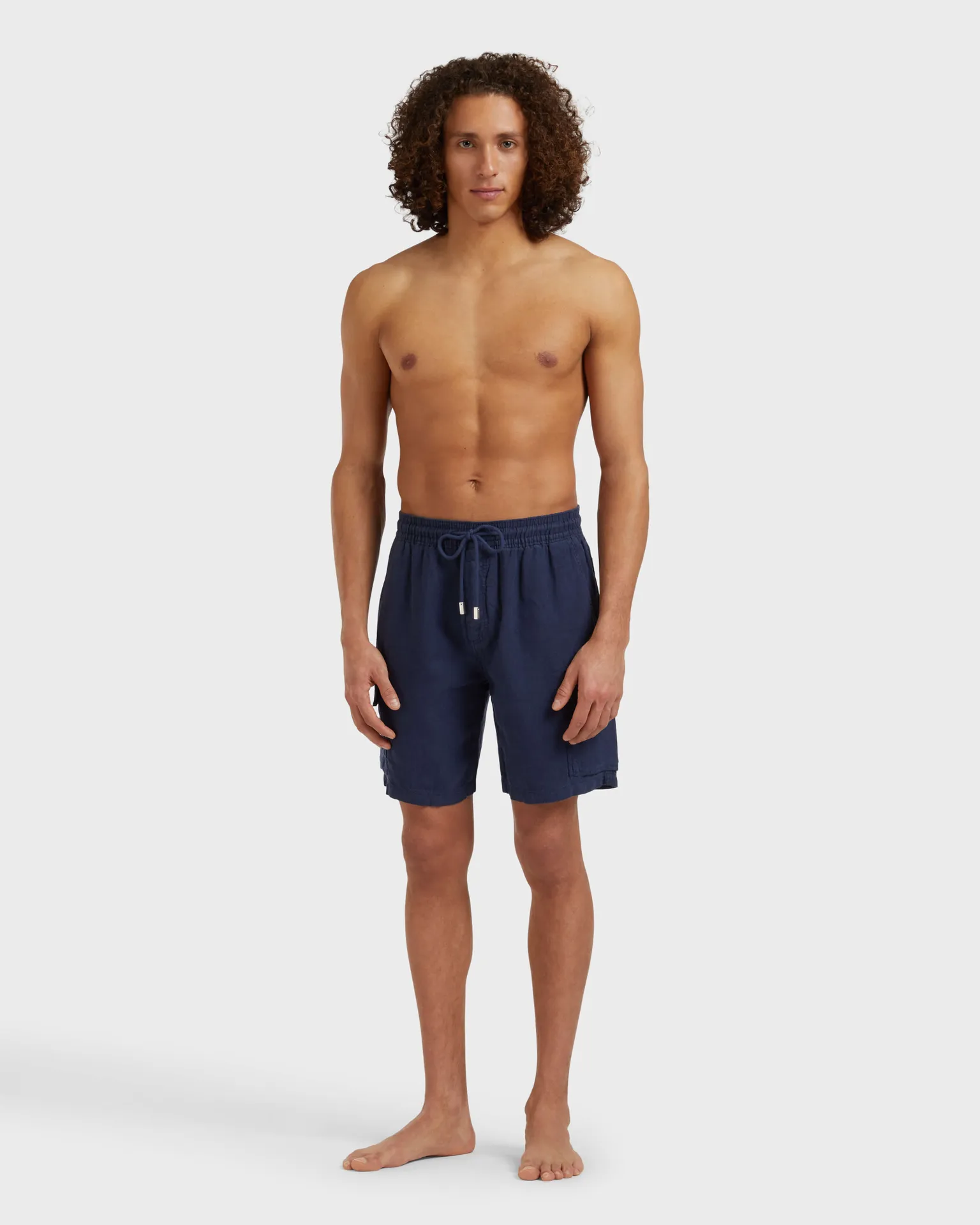 Vilebrequin - Einfarbige Leinen-bermudashorts Mit Cargotaschen Für Herren - Bermuda - Baie - Blau - Größe 5XL – Bild 3