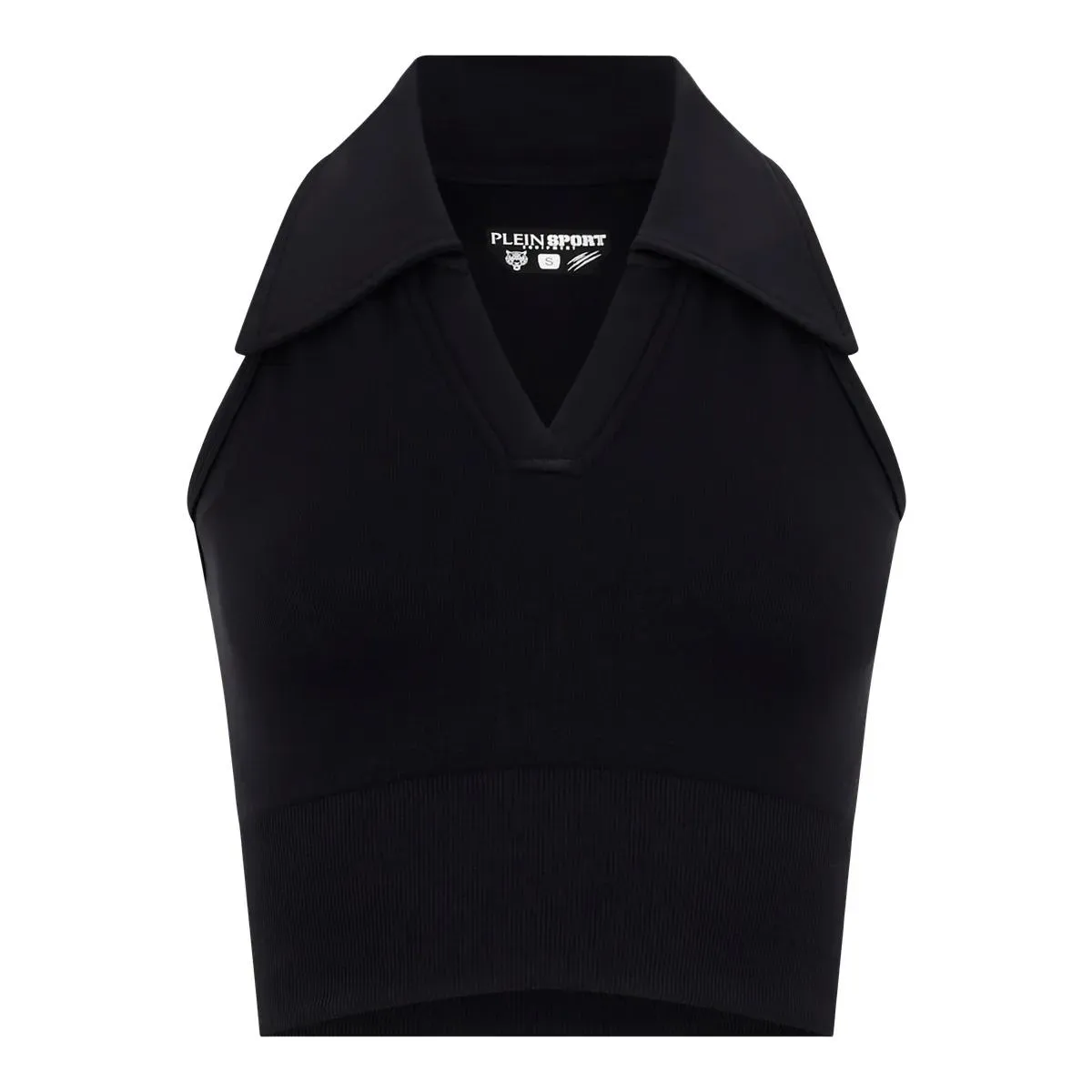Plein Sport - Polo Neck Cropped Top Ps - Größe M - schwarz Plein Sport - Polo Neck Cropped Top Ps - Größe M - schwarz
