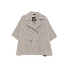 CINZIA ROCCA - Boxy Grey Cape Coat With Double-Breasted Front - Größe 44 - grau CINZIA ROCCA - Boxy Grey Cape Coat With Double-Breasted Front - Größe 44 - grau