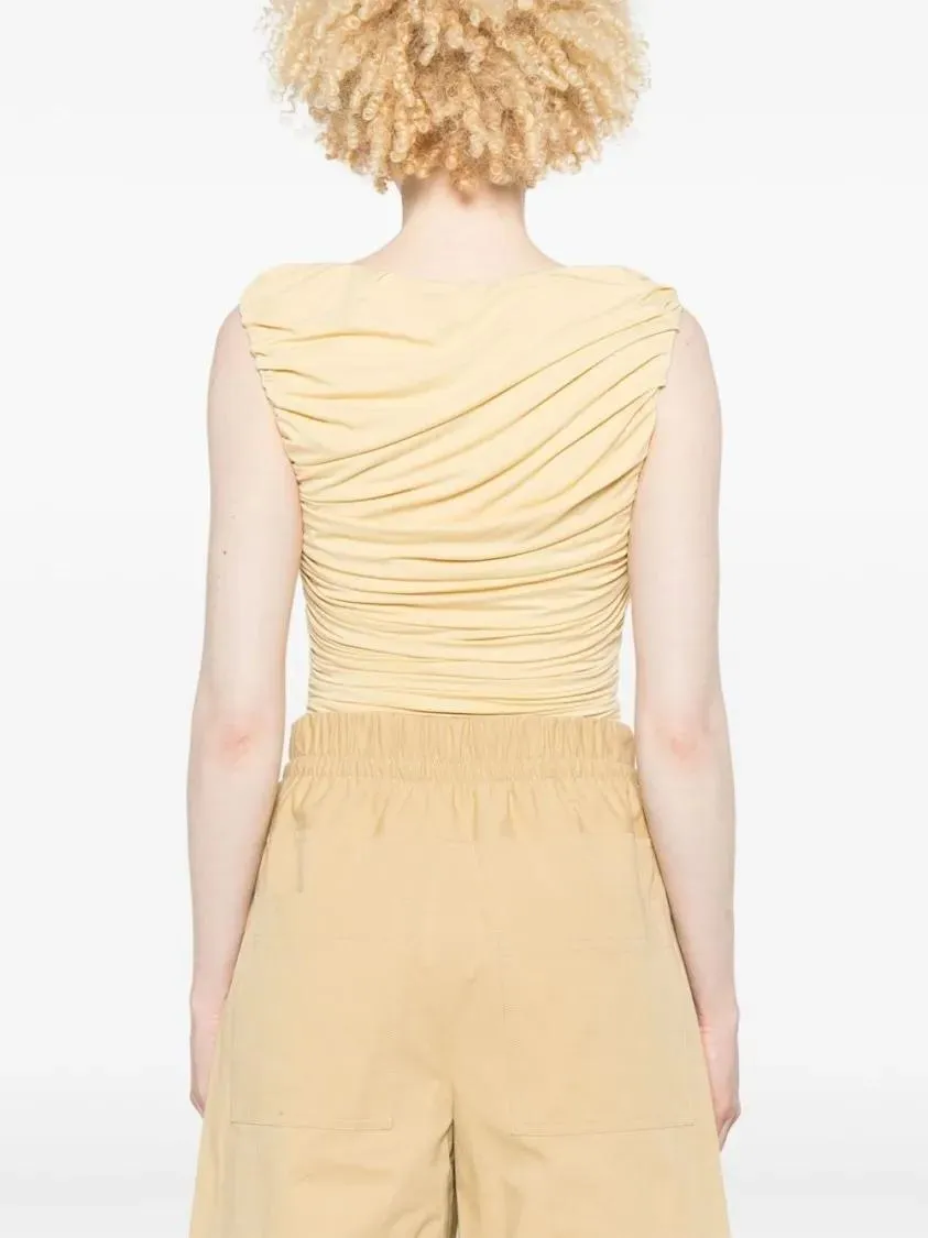 ABADIA - Draped Pastel Yellow Bamboo Rayon Bodysuit - Größe S - gelb – Bild 4