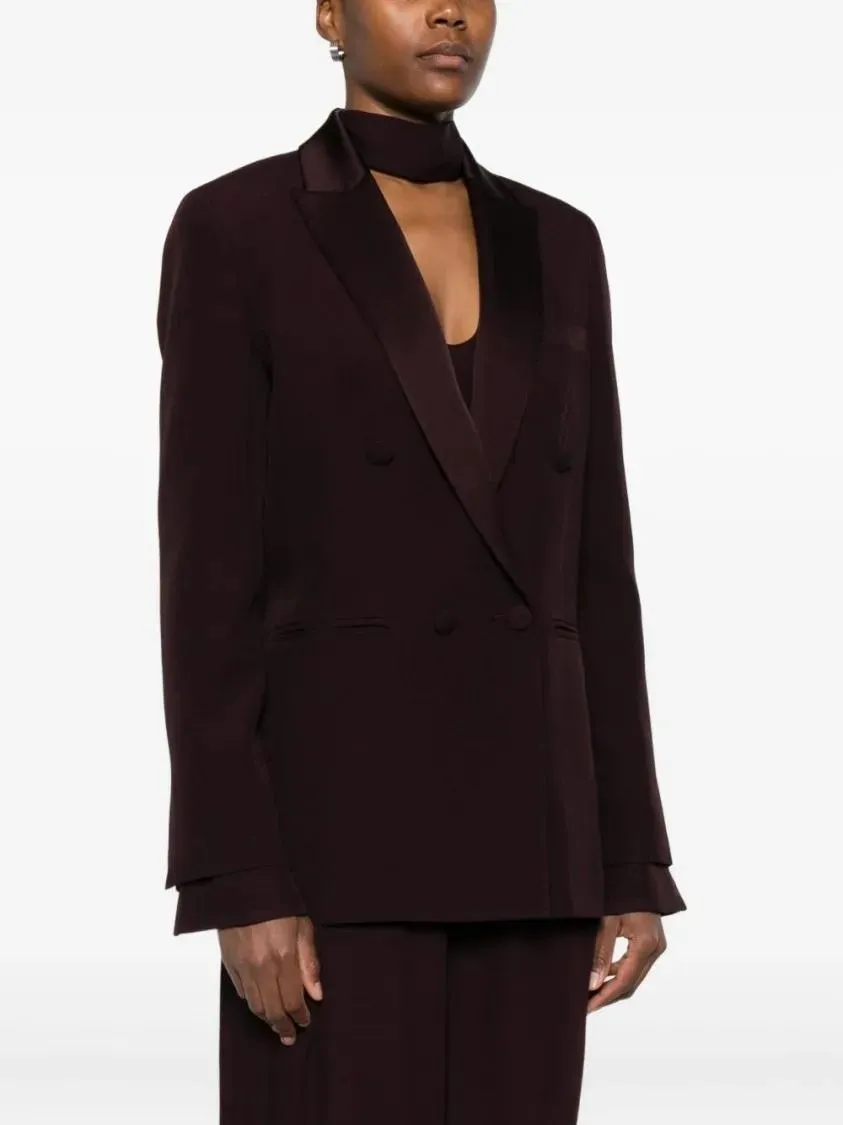 RAQUEL DINIZ - Double-Breasted Tailored Jacket In Deep Burgundy - Größe 40 - schwarz – Bild 2