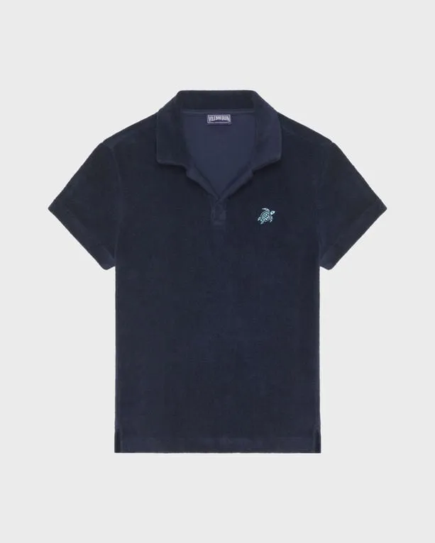 Vilebrequin - Frottee-polohemd Mit Aufgestickter Schildkröte Für Jungen - Polohemd - Gill - Blau - Größe 12 Vilebrequin - Frottee-polohemd Mit Aufgestickter Schildkröte Für Jungen - Polohemd - Gill - Blau - Größe 12