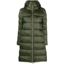 Save the Duck - Dark Green Padded Coat With Appliqué Logo And Two - Größe 1 - grün Save the Duck - Dark Green Padded Coat With Appliqué Logo And Two - Größe 1 - grün