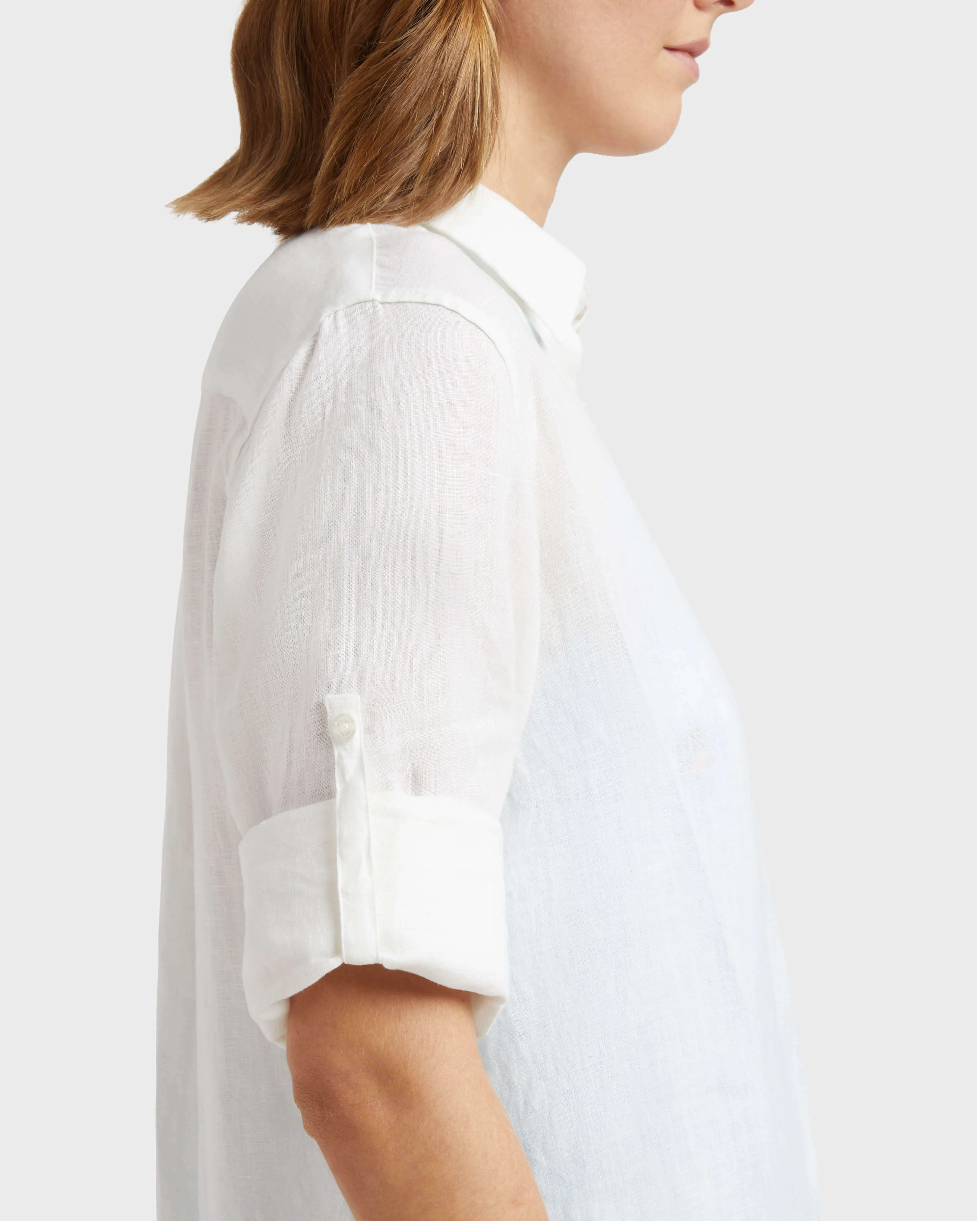 Vilebrequin - Solid Hemdkleid Aus Leinen Für Damen - Kleid Im Hemd-stil - Fragance - Weiss - Größe XL – Bild 6