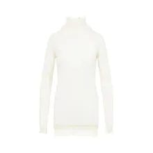 CARVEN - Ribbed High Neck Sweater In Wool-Silk Blend - Größe S - weiß CARVEN - Ribbed High Neck Sweater In Wool-Silk Blend - Größe S - weiß