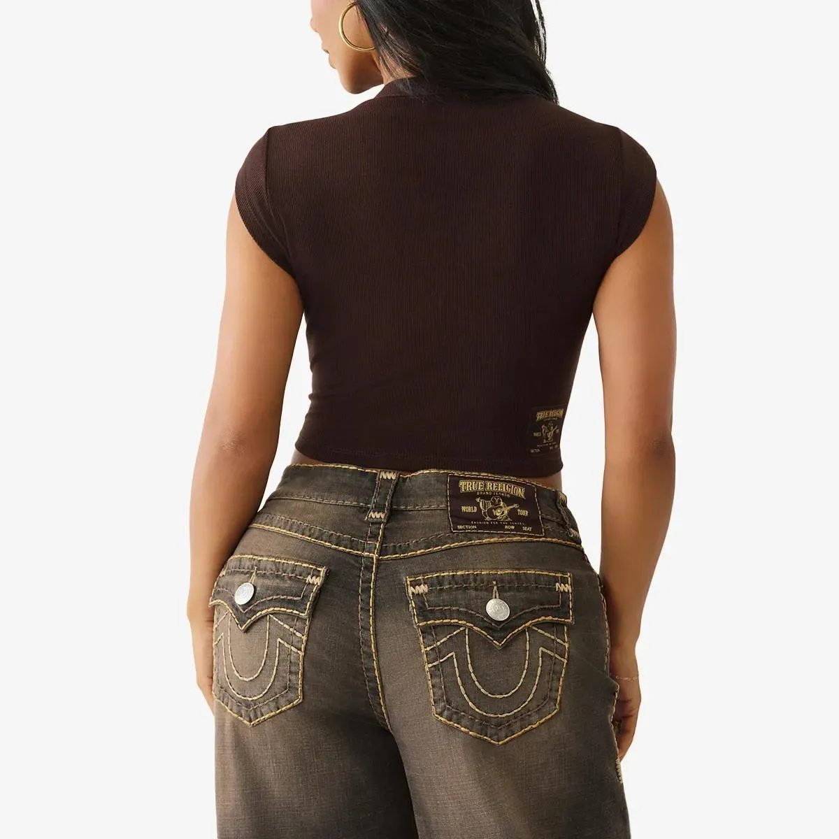 True Religion - V-Neck NOTCH - Größe L - braun – Bild 2