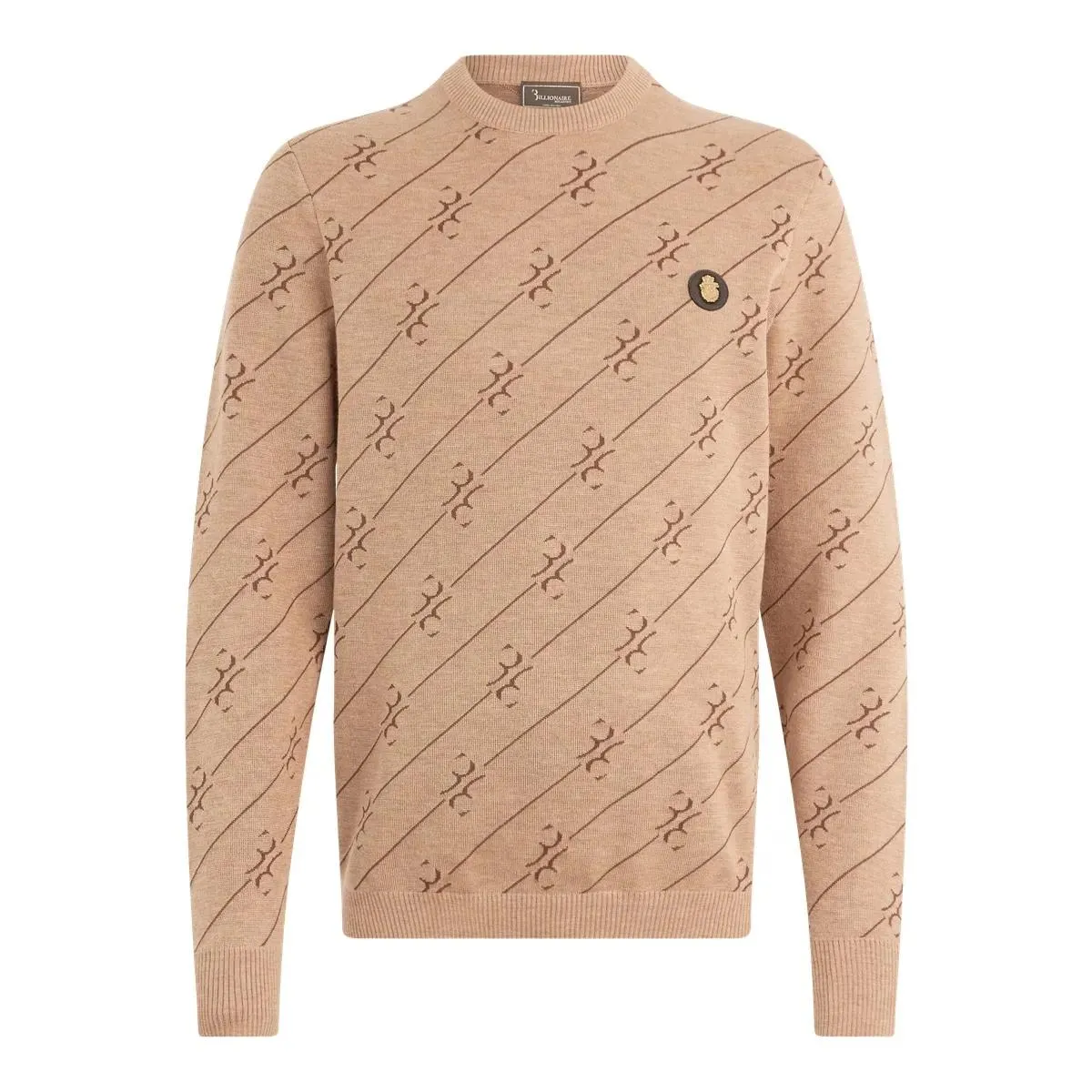 BILLIONAIRE - Round Neck Pullover All-Over Bb - Größe M - beige BILLIONAIRE - Round Neck Pullover All-Over Bb - Größe M - beige