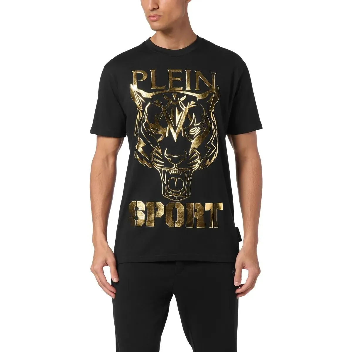 Plein Sport - T-Shirt Rundhalsausschnitt Tiger - Größe 4XL - schwarz – Bild 3