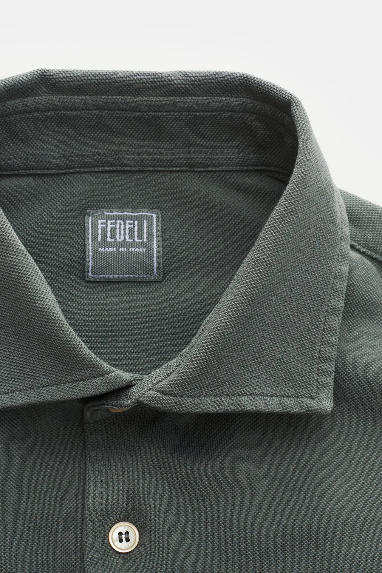 Fedeli - Herren - Piqué-Hemd 'Steve' schmaler Kragen graugrün – Bild 2