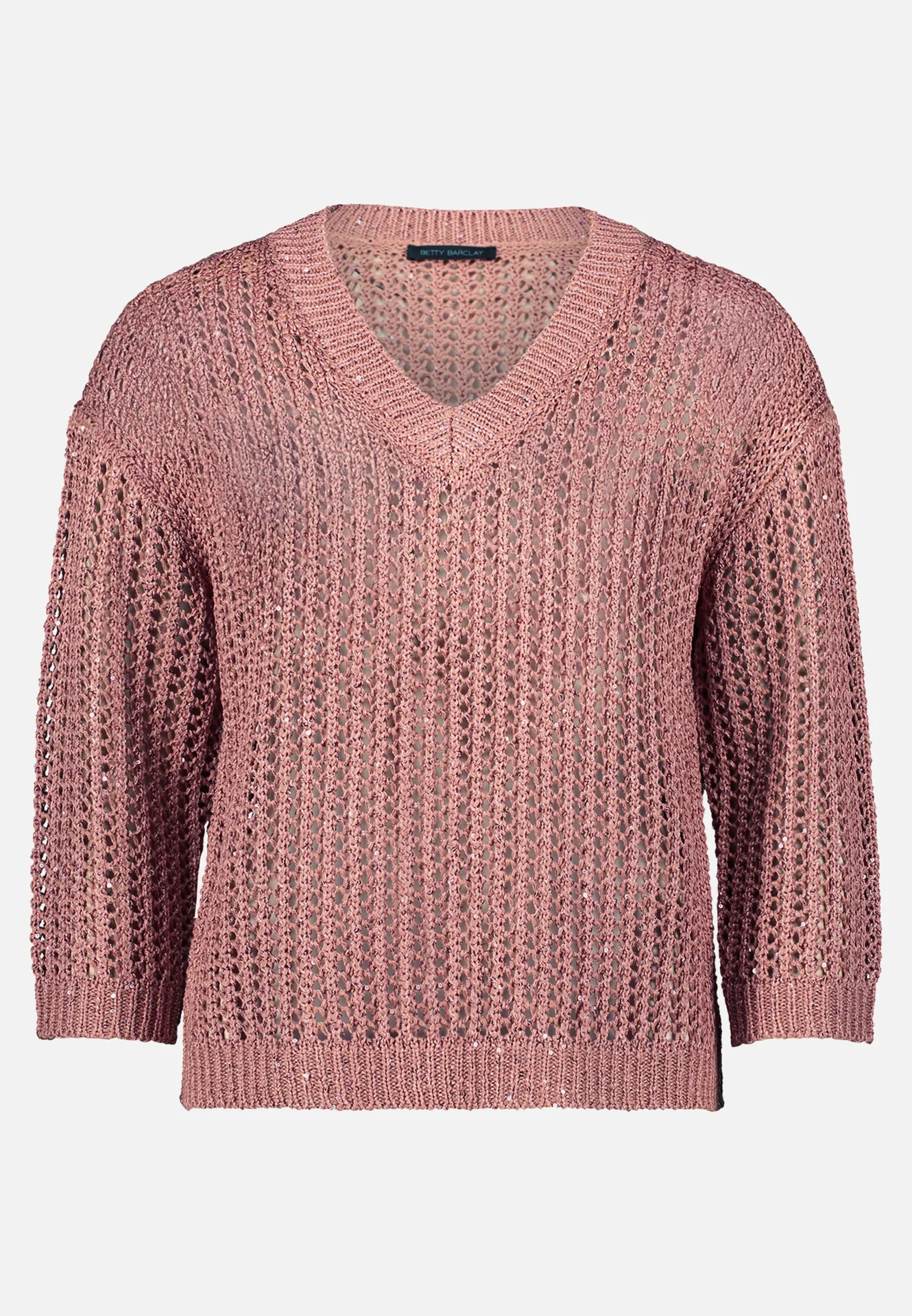 Lochstrick-Pullover mit Pailletten – Bild 3
