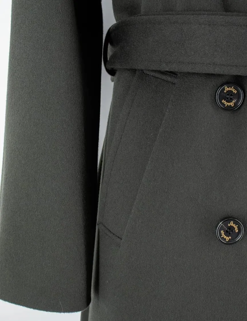 Sealup - Dark Green Long Coat With Double-Breasted Design - Größe 42 - grün – Bild 2