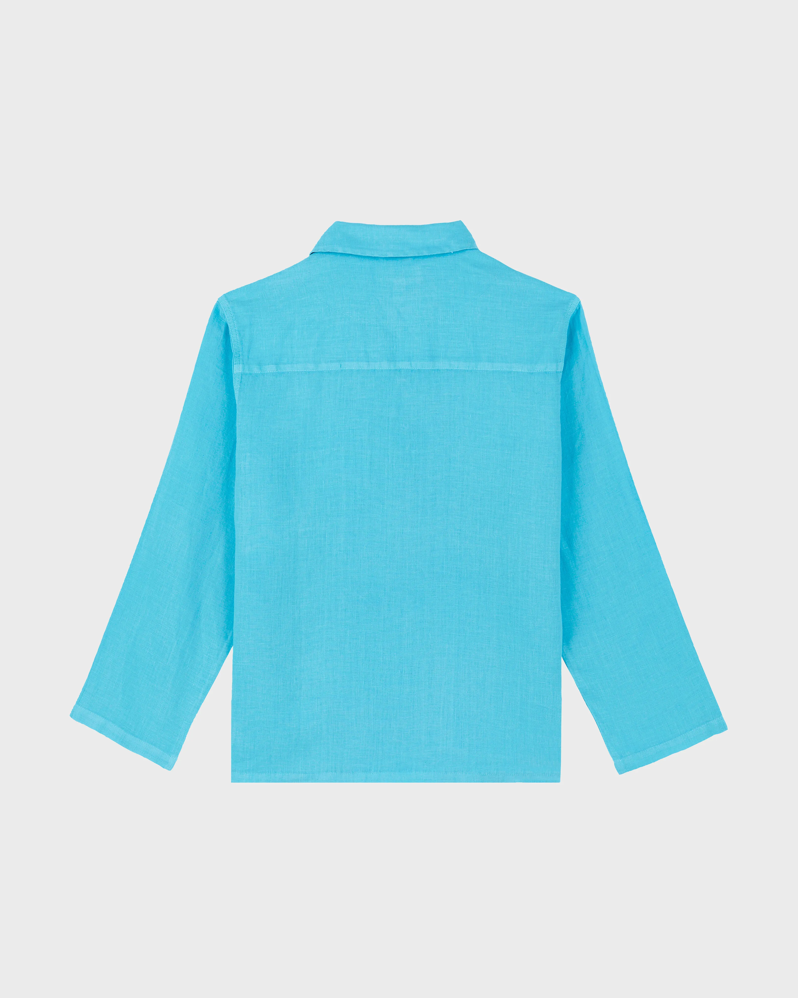 Vilebrequin - Solid Overshirt Aus Leinen Mit Mineralfarbstoff Für Herren - Hemd - Comores - Blau - Größe L – Bild 2