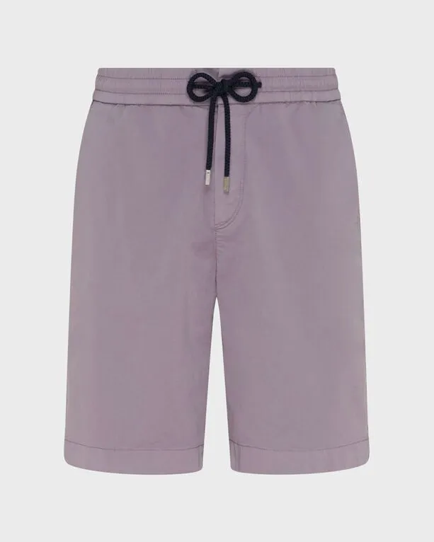 Vilebrequin - Men Satin Cotton Elastic Waist Bermuda Shorts Solid - Bermuda - Bartolo - Violett - Größe L Vilebrequin - Men Satin Cotton Elastic Waist Bermuda Shorts Solid - Bermuda - Bartolo - Violett - Größe L