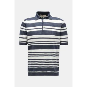 Maurizio Baldassari - Herren - Leinen Kurzarm-Strickpolo %27Crazy Stripes%27 navy/creme gestreift Maurizio Baldassari - Herren - Leinen Kurzarm-Strickpolo %27Crazy Stripes%27 navy/creme gestreift