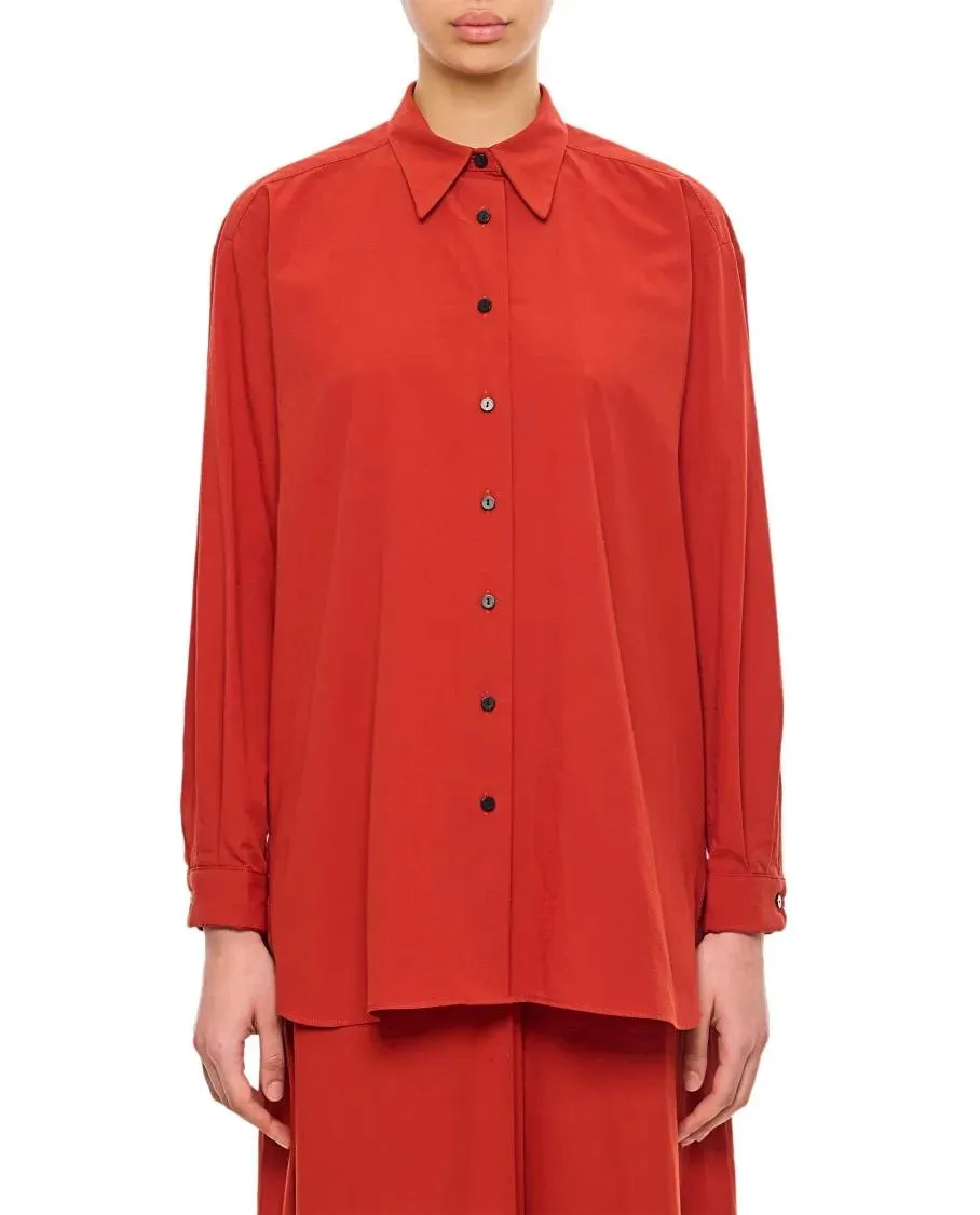 DUSAN - Red Shirt With Pointed Collar And Elegant Draping - Größe XS - rot DUSAN - Red Shirt With Pointed Collar And Elegant Draping - Größe XS - rot