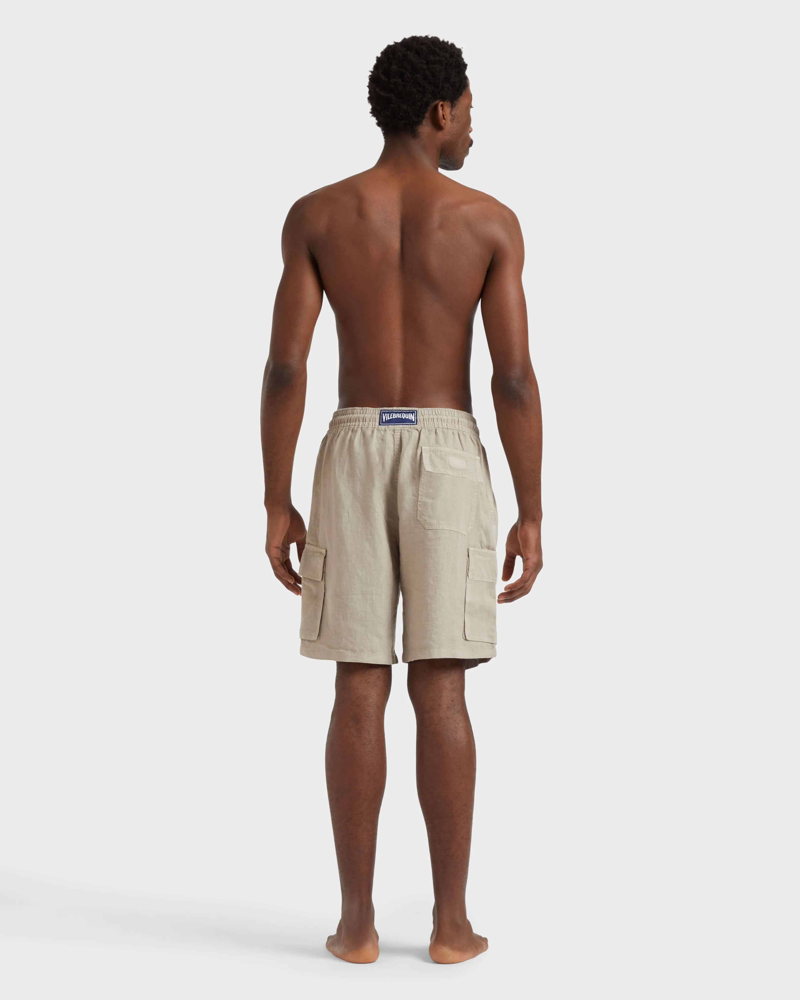 Vilebrequin - Einfarbige Leinen-bermudashorts Mit Cargotaschen Für Herren - Bermuda - Baie - Beige - Größe M – Bild 4