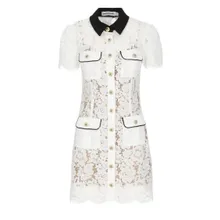 self-portrait - Delicate Lace Dress With Structured Pockets - Größe 12 - weiß self-portrait - Delicate Lace Dress With Structured Pockets - Größe 12 - weiß