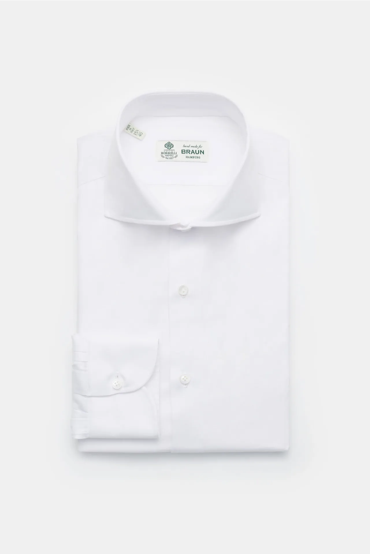 Borrelli - Herren - Business Hemd %27Nando%27 Haifisch-Kragen weiß Borrelli - Herren - Business Hemd %27Nando%27 Haifisch-Kragen weiß