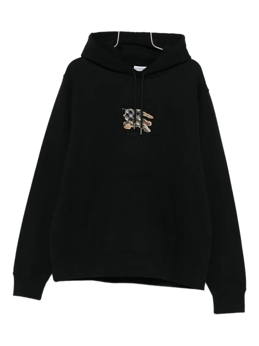 Burberry - Classic Black Hoodie With Embroidered Logo Designe - Größe M - schwarz Burberry - Classic Black Hoodie With Embroidered Logo Designe - Größe M - schwarz