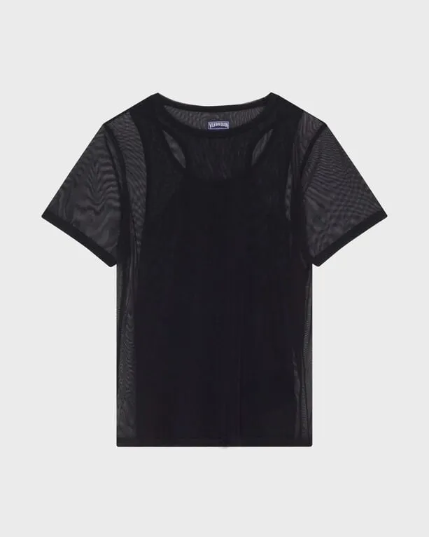 Vilebrequin - Solid T-shirt Mit Tüll Für Damen - T-shirt - Lillie - Schwarz - Größe XS Vilebrequin - Solid T-shirt Mit Tüll Für Damen - T-shirt - Lillie - Schwarz - Größe XS