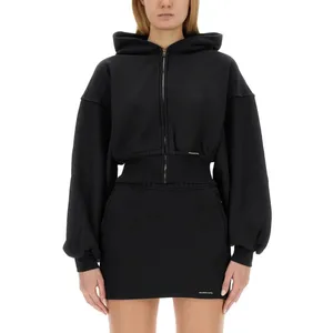 T by Alexander Wang - Cropped Black Hoodie With Oversized Sleeves - Größe M - schwarz T by Alexander Wang - Cropped Black Hoodie With Oversized Sleeves - Größe M - schwarz