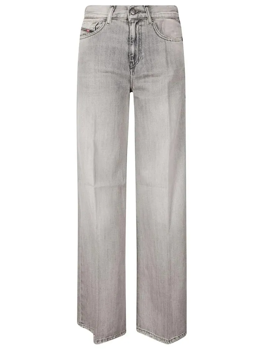 Diesel - High-Waisted Wide-Leg Jeans With Faded Finish - Größe 29 - schwarz – Bild 4