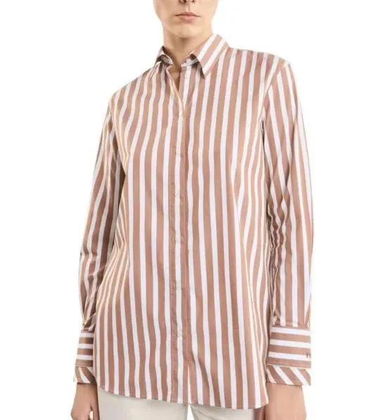 Fay - Classic Striped Long-Sleeve Shirt With Wing Collar - Größe L - pink – Bild 2